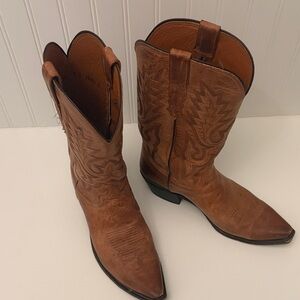 Lucchese Men's Snip Toe Western Leather Cowboy Boots - Brown Size 9